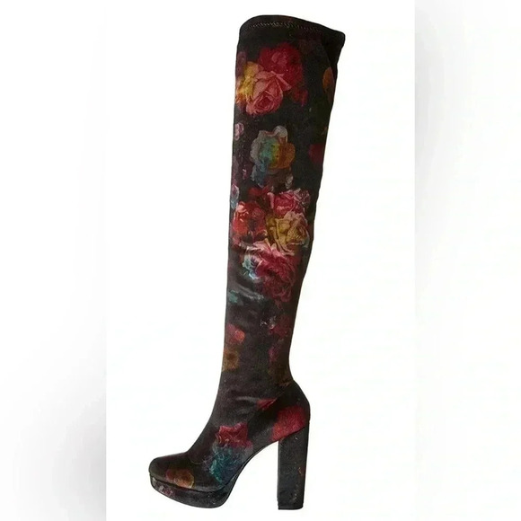 Madden Girl Groupie by Steve Madden Women's Thigh High Boots Floral Print NWOT - Picture 5 of 14